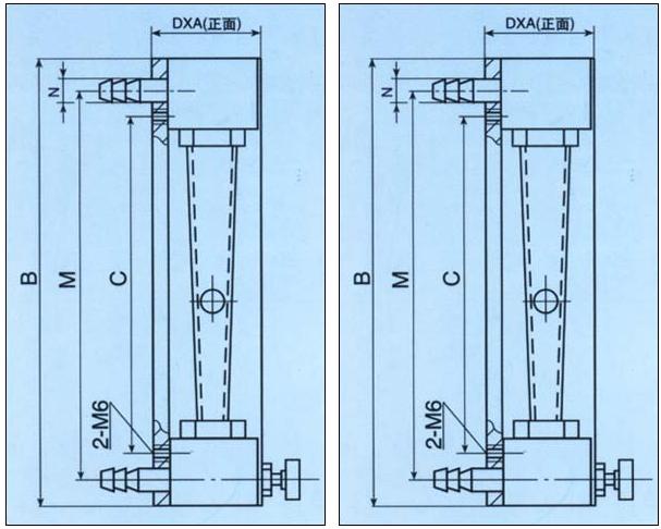 玻璃轉(zhuǎn)子流量計(jì)結(jié)構(gòu)圖: